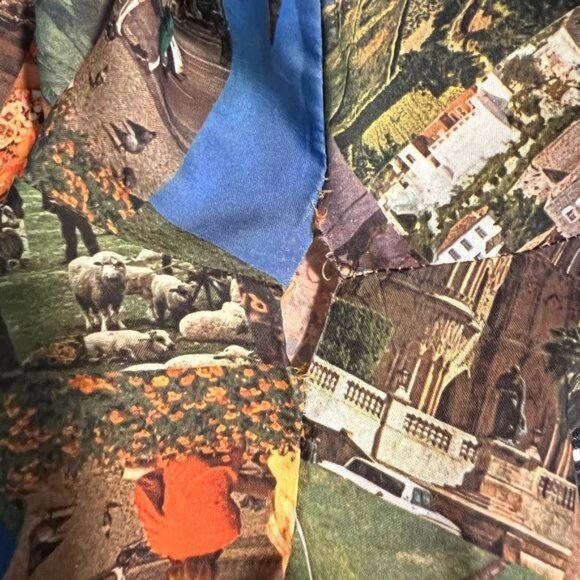 Vintage 70’s Trafalgar Travel Photo Mosaic Print Dagger Collar Disco Club Shirt - Picture 12 of 12